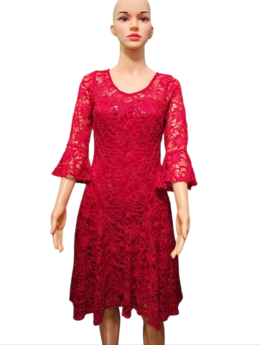 Chris McLaughlin Red Lace and Sparkle Fairycore Formal Dress Sz 6